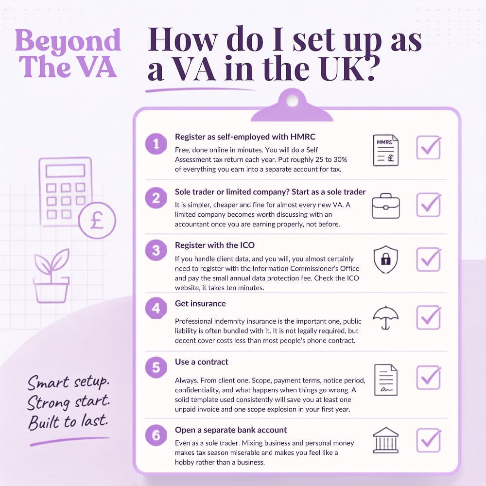 How do I set up as a VA in the UK_